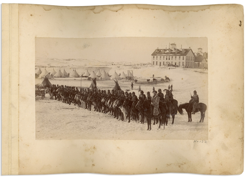 Two Original Wounded Knee Photographs From 1890-1891, at the Time of the Massacre -- One Photograph Shows Cheyenne Cavalry, Recruited by the U.S. Military to Fight Their Enemy, the Sioux
